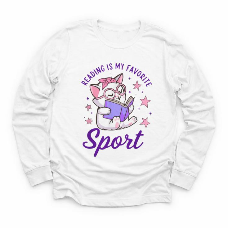 Reading Is My Favorite Sport Saying Quote Book Lovers Youth Long Sleeve Tee