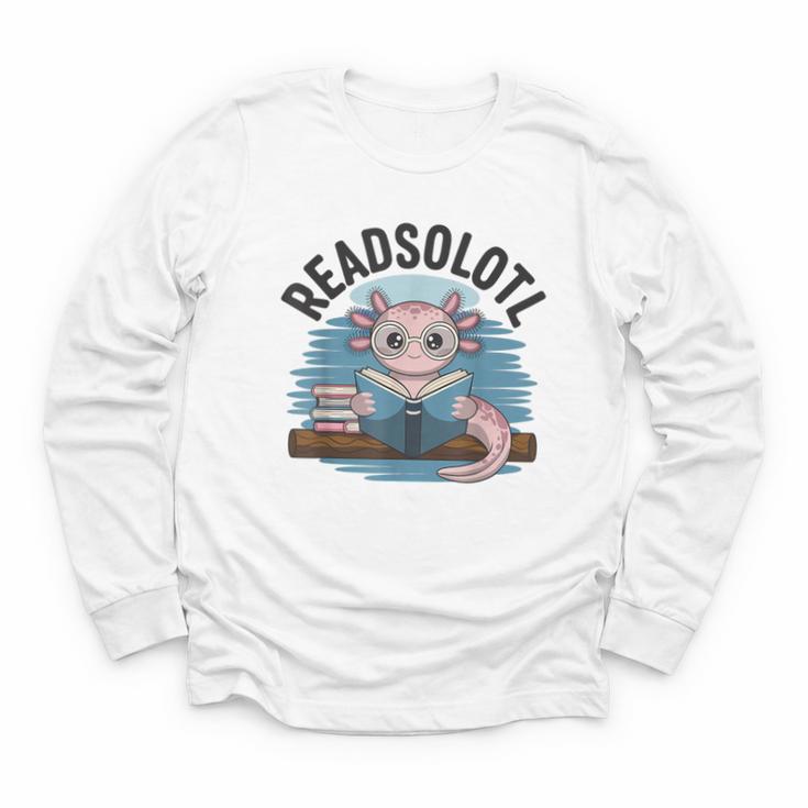 Readsolotl Book Lover Reading Axolotl Kids Reader Youth Long Sleeve Tee
