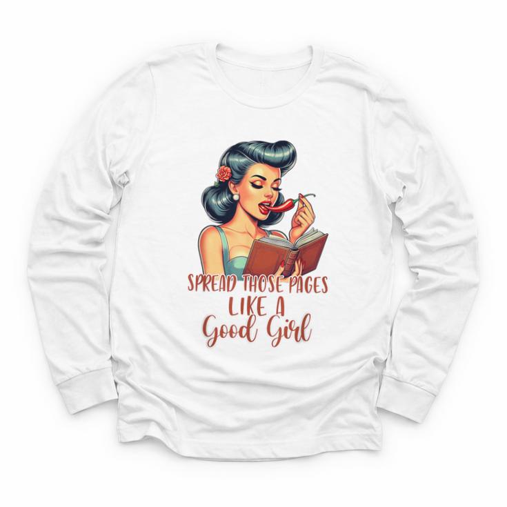 Smutty Spicy Book Reader Spread Those Pages Like A Good Girl Youth Long Sleeve Tee