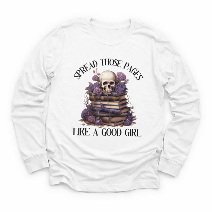 Spread Those Pages Like A Good Girl Dark Romance Spicy Books Youth Long Sleeve Tee