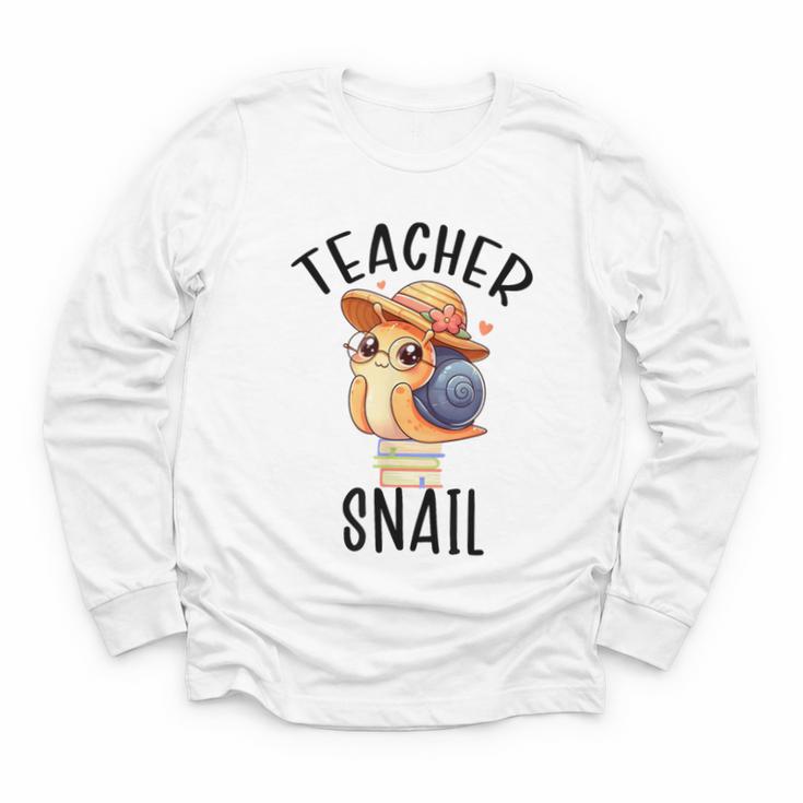 Teacher Snail With Glasses On Books Cute Pre-K Kindergarten Youth Long Sleeve Tee