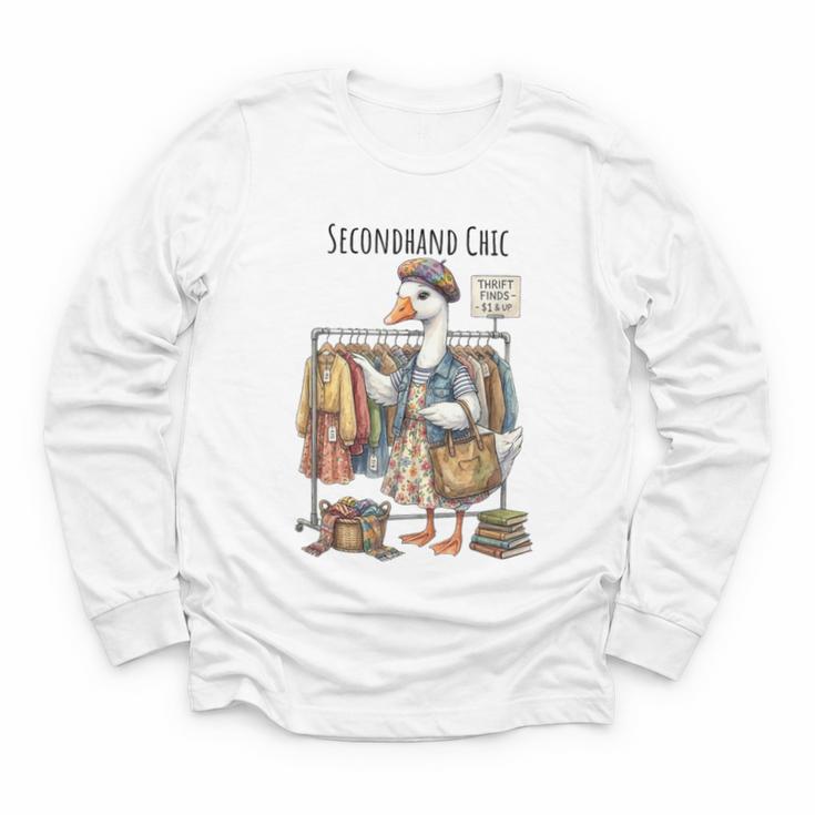 Thrifting Goose Vintage Fashion Book Lover Youth Long Sleeve Tee