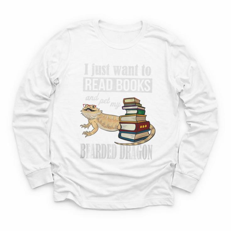 Tiny Dinosaur Read Books & Pet My Bearded Dragon Lover Premium Tri-Blend Youth Long Sleeve Tee