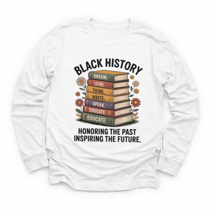 History Month Teacher Reading Book Lover Floral Stack Premium Tri-Blend Youth Long Sleeve Tee