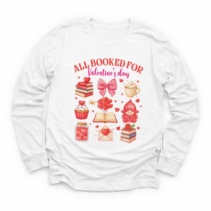 Valentines Reading Book Lover All Booked For Valentine's Day Youth Long Sleeve Tee