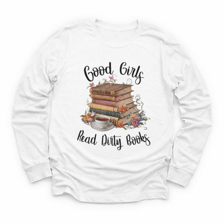 Vintage Fantasy Romance Lover Good Girls Read Dirty Books Youth Long Sleeve Tee