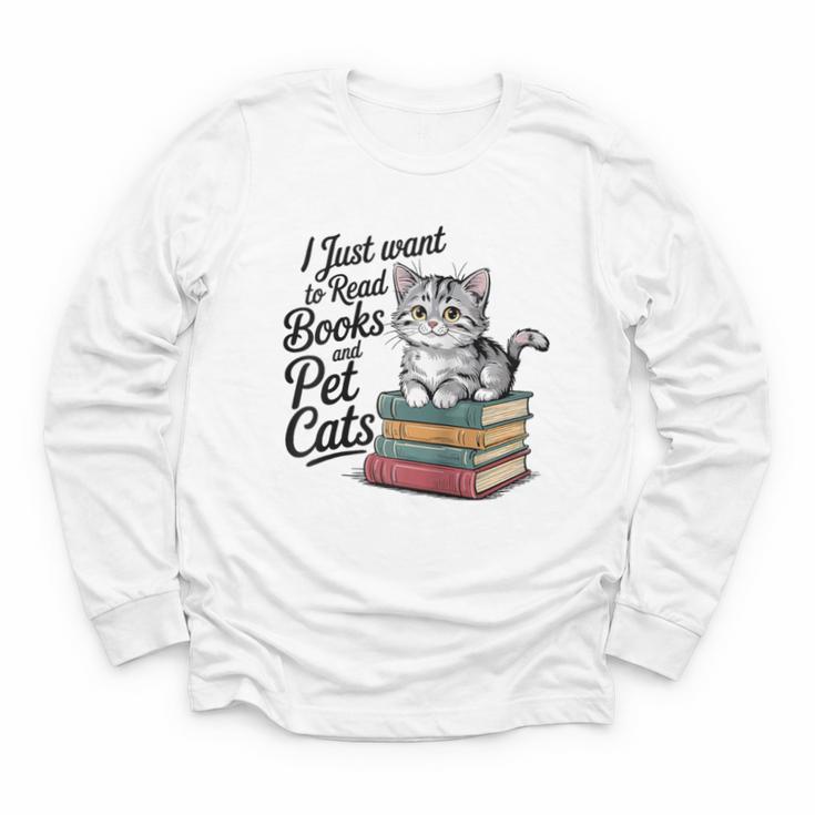 Vintage I Just Want To Read Books And Pet Cats Cat Raglan Baseball Tee Youth Long Sleeve Tee