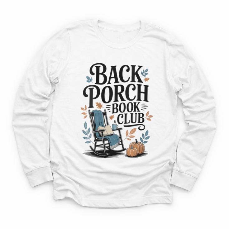Vintage Reader Author Country Aesthetic Back Porch Book Club Youth Long Sleeve Tee