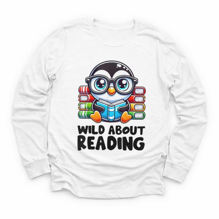 Wild About Reading Book Lover Penguin Youth Long Sleeve Tee