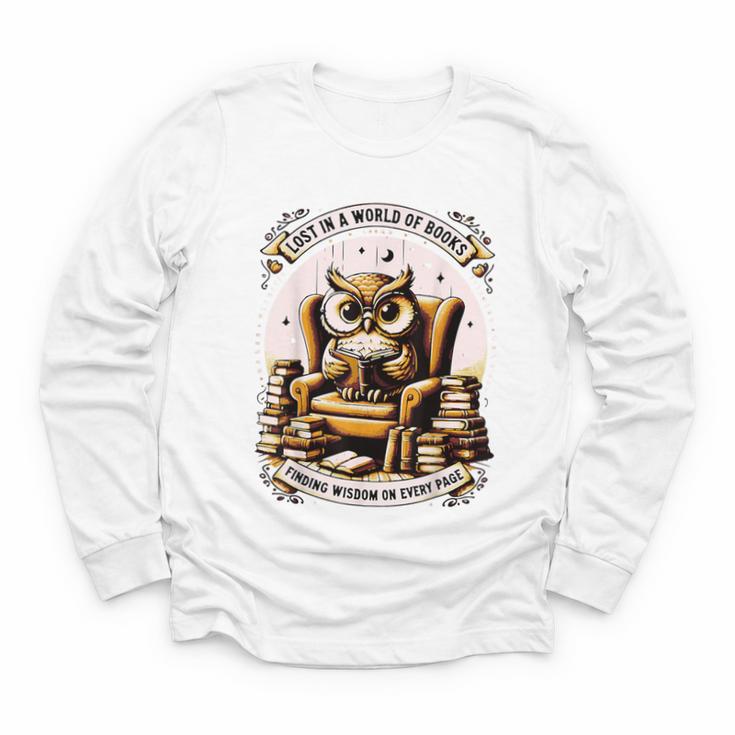 Wise Owl Reading Books Youth Long Sleeve Tee