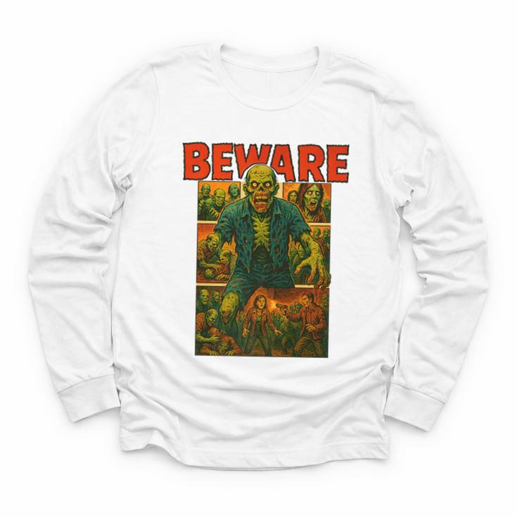 Zombie Tee Horror Movie Poster Vintage Comic Book Graphic Premium Youth Long Sleeve Tee
