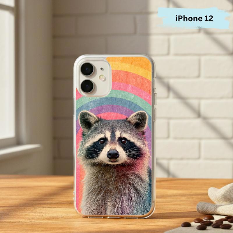Rainbow Raccoon Groovy Smile Phone Case IPhone Rainbow Raccoon Groovy Smile Phone Case IPhone