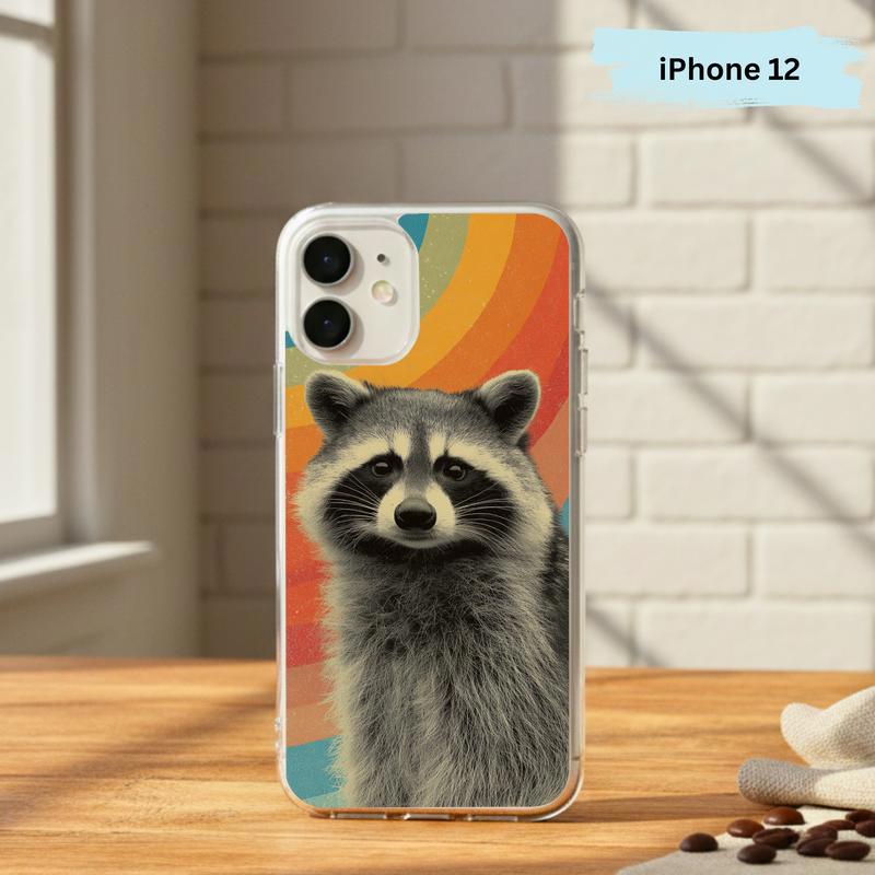 Retro Rainbow Raccoon Waves Phone Case IPhone Retro Rainbow Raccoon Waves Phone Case IPhone