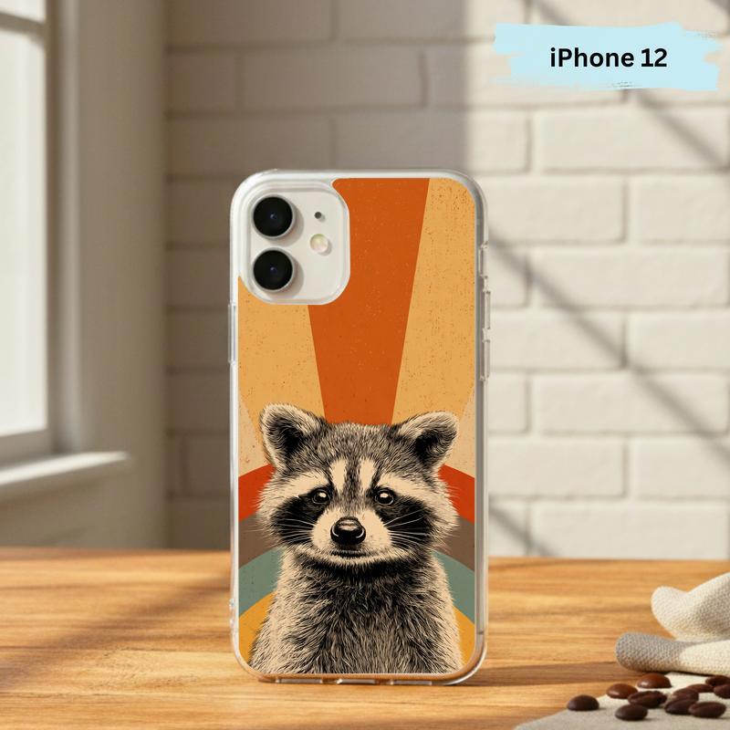 Retro 90s Rainbow Raccoon Beam Phone Case IPhone