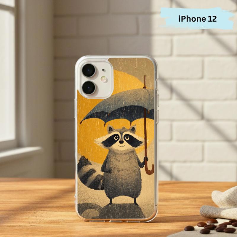 Watercolor Rainy Stormy-Cute Raccoon Phone Case IPhone Watercolor Rainy Stormy-Cute Raccoon Phone Case IPhone