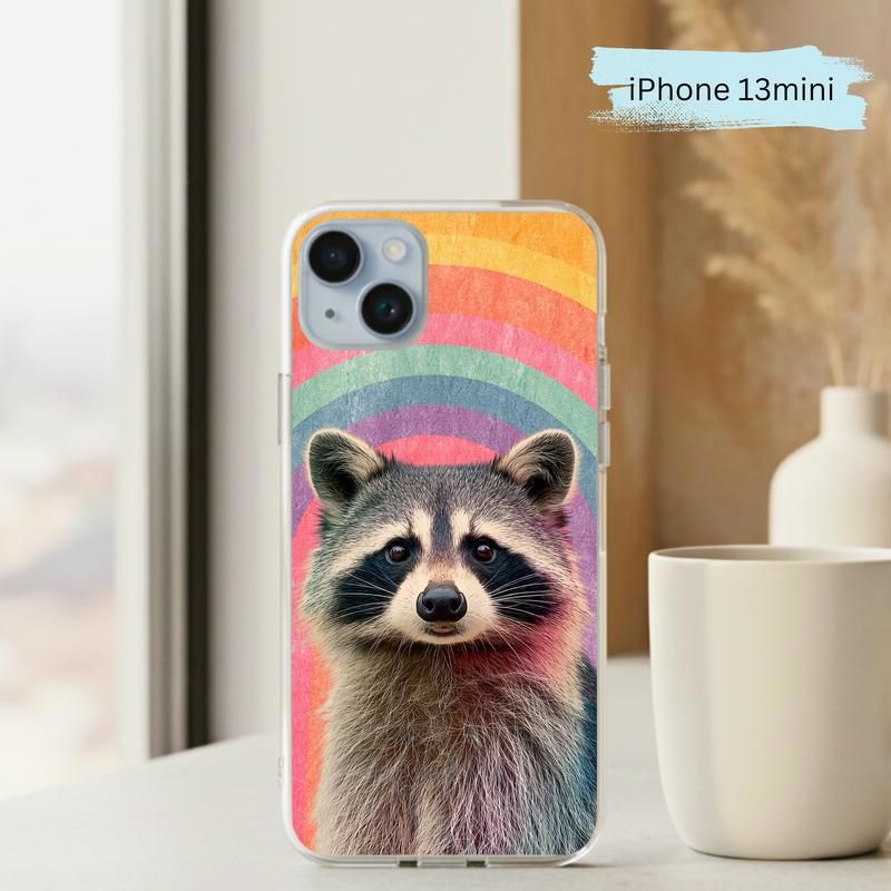 Rainbow Raccoon Groovy Smile Phone Case IPhone Rainbow Raccoon Groovy Smile Phone Case IPhone