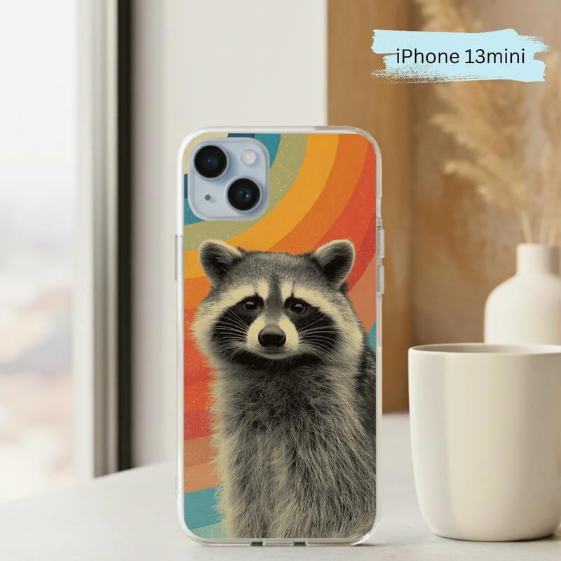 Retro Rainbow Raccoon Waves Phone Case IPhone Retro Rainbow Raccoon Waves Phone Case IPhone
