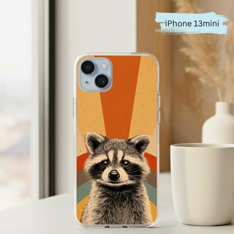 Retro 90s Rainbow Raccoon Beam Phone Case IPhone