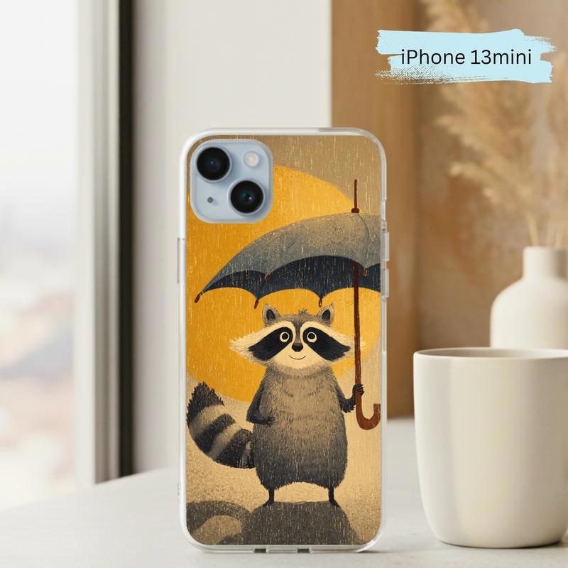 Watercolor Rainy Stormy-Cute Raccoon Phone Case IPhone Watercolor Rainy Stormy-Cute Raccoon Phone Case IPhone