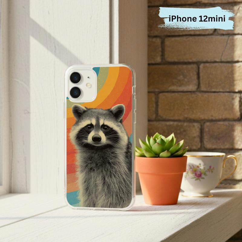 Retro Rainbow Raccoon Waves Phone Case IPhone Retro Rainbow Raccoon Waves Phone Case IPhone