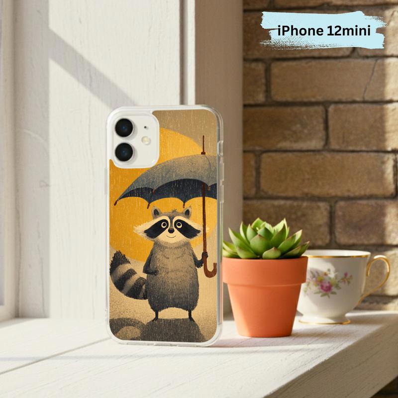 Watercolor Rainy Stormy-Cute Raccoon Phone Case IPhone Watercolor Rainy Stormy-Cute Raccoon Phone Case IPhone