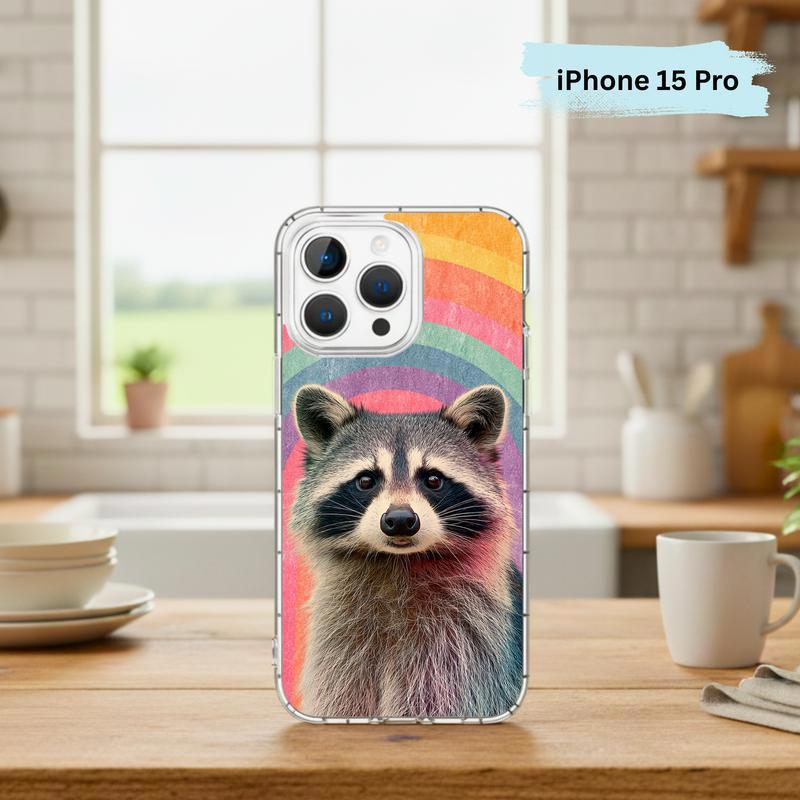 Rainbow Raccoon Groovy Smile Phone Case IPhone Rainbow Raccoon Groovy Smile Phone Case IPhone