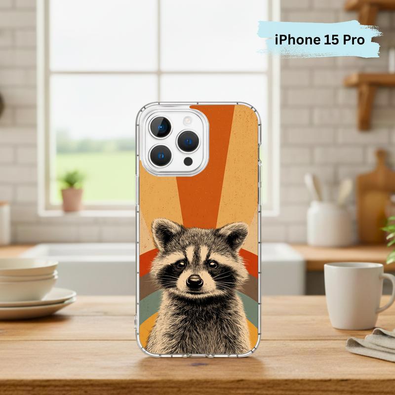 Retro 90s Rainbow Raccoon Beam Phone Case IPhone