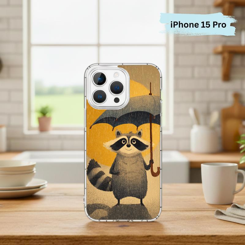 Watercolor Rainy Stormy-Cute Raccoon Phone Case IPhone Watercolor Rainy Stormy-Cute Raccoon Phone Case IPhone