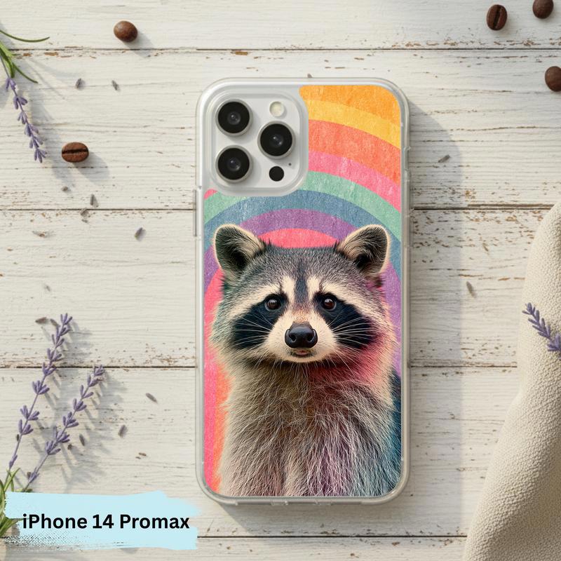 Rainbow Raccoon Groovy Smile Phone Case IPhone Rainbow Raccoon Groovy Smile Phone Case IPhone