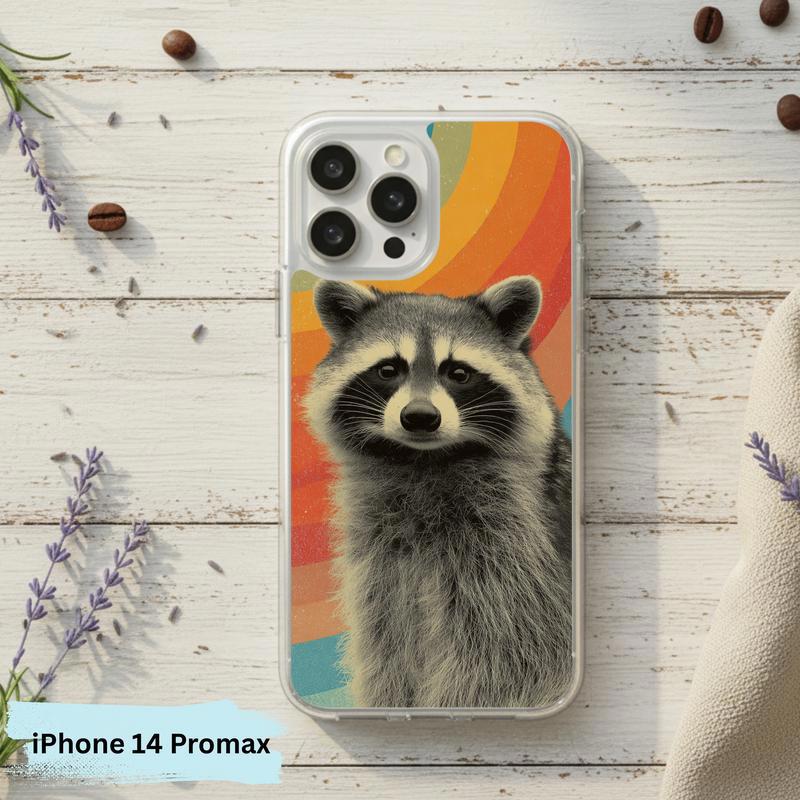 Retro Rainbow Raccoon Waves Phone Case IPhone Retro Rainbow Raccoon Waves Phone Case IPhone