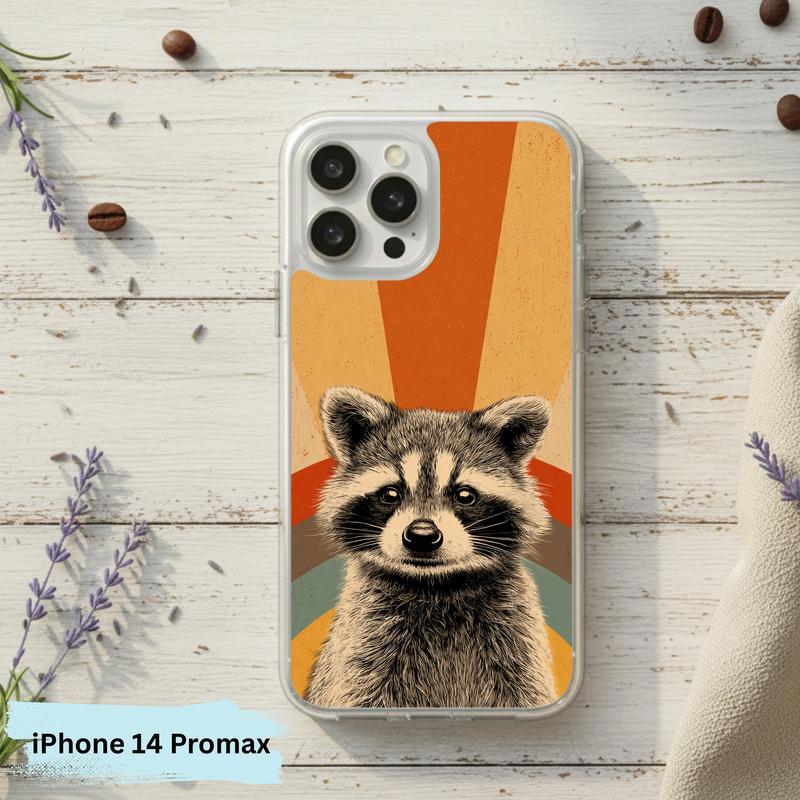 Retro 90s Rainbow Raccoon Beam Phone Case IPhone