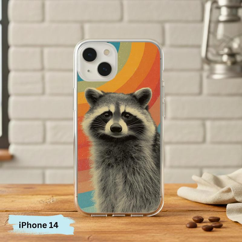Retro Rainbow Raccoon Waves Phone Case IPhone Retro Rainbow Raccoon Waves Phone Case IPhone