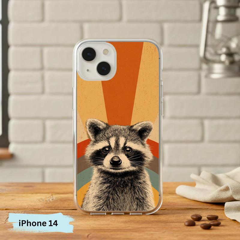 Retro 90s Rainbow Raccoon Beam Phone Case IPhone