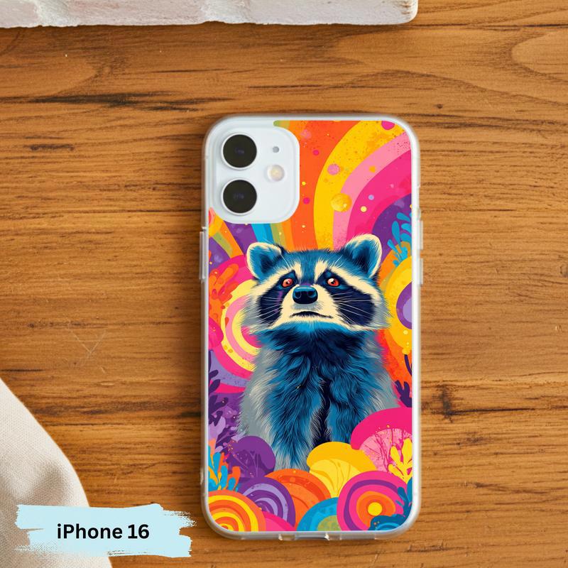 Colorful Rainbow Raccoon Phone Case IPhone Colorful Rainbow Raccoon Phone Case IPhone