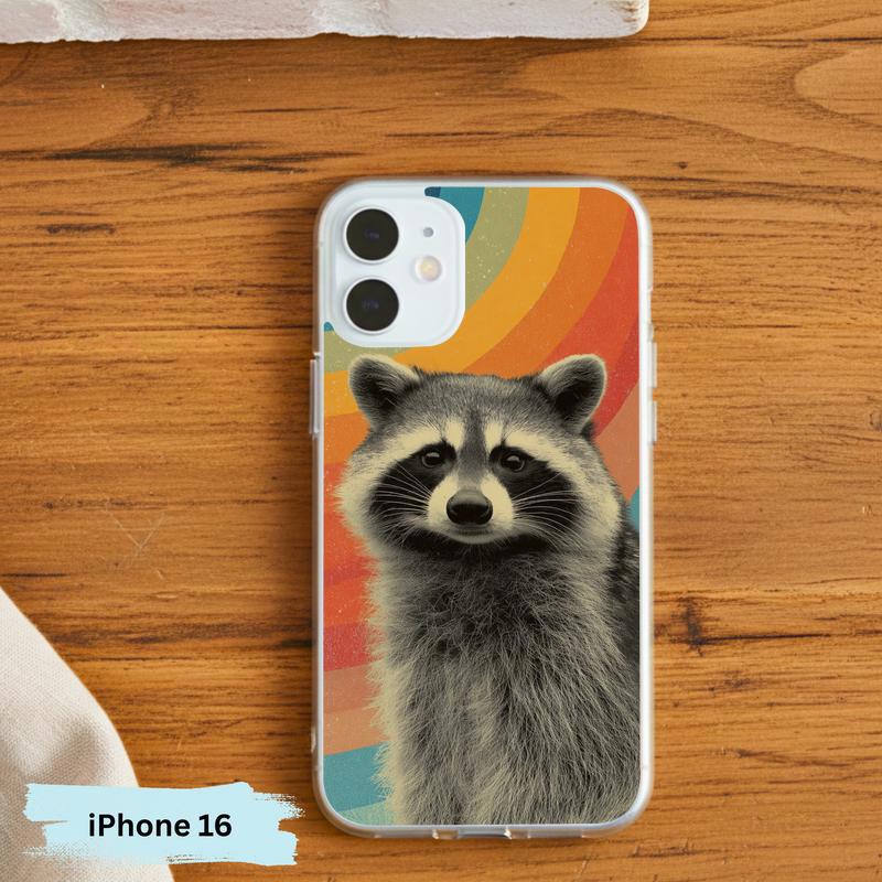 Retro Rainbow Raccoon Waves Phone Case IPhone Retro Rainbow Raccoon Waves Phone Case IPhone