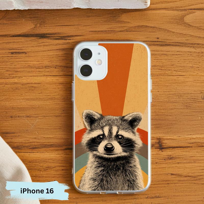 Retro 90s Rainbow Raccoon Beam Phone Case IPhone