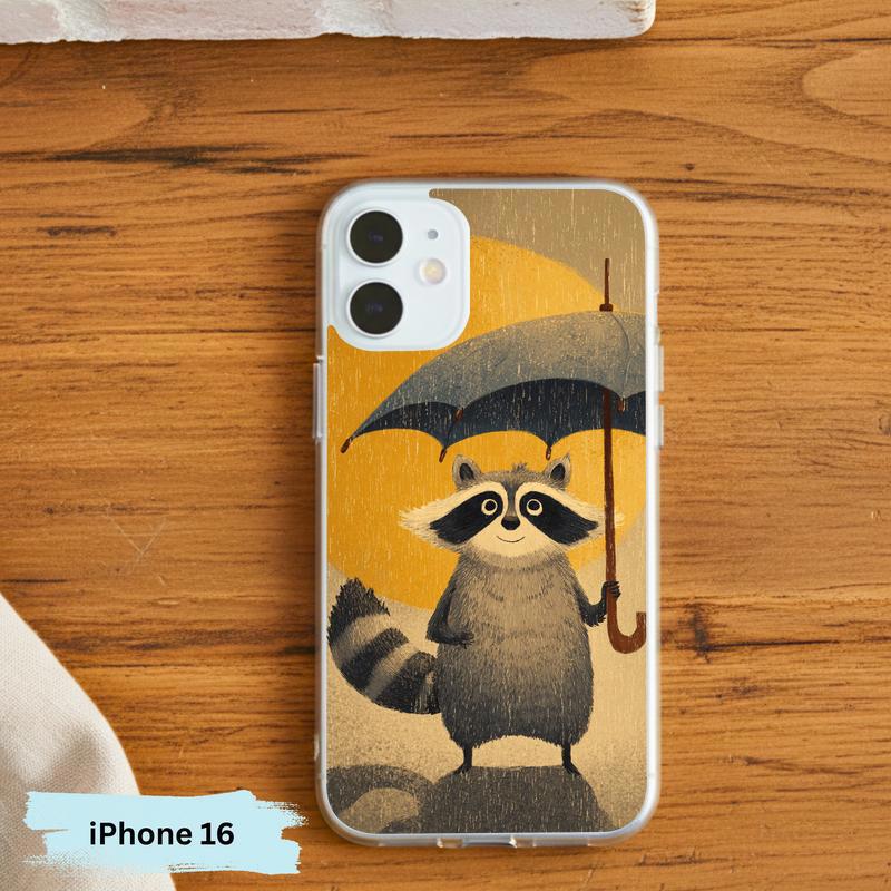 Watercolor Rainy Stormy-Cute Raccoon Phone Case IPhone Watercolor Rainy Stormy-Cute Raccoon Phone Case IPhone