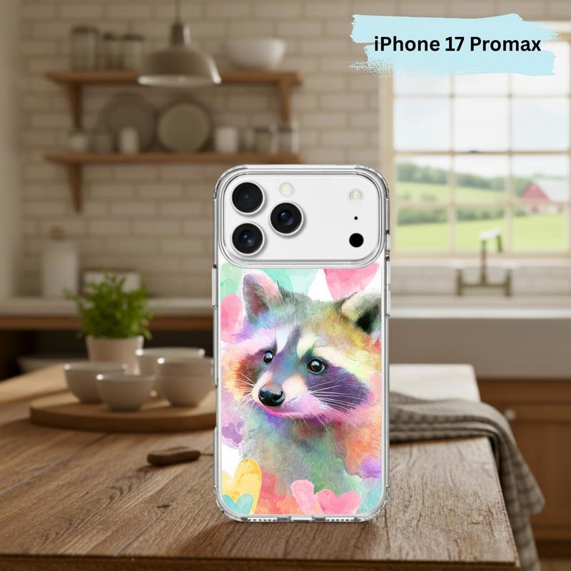 Rainbow Raccoon Watercolor Heart Aura Phone Case IPhone Rainbow Raccoon Watercolor Heart Aura Phone Case IPhone