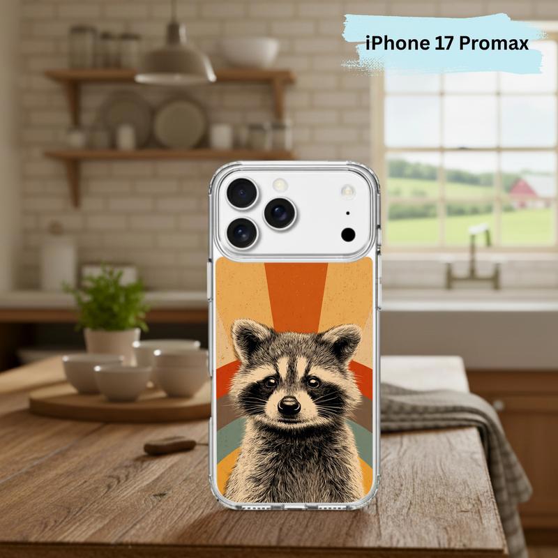 Retro 90s Rainbow Raccoon Beam Phone Case IPhone