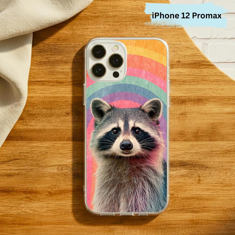 Rainbow Raccoon Groovy Smile Phone Case IPhone Rainbow Raccoon Groovy Smile Phone Case IPhone