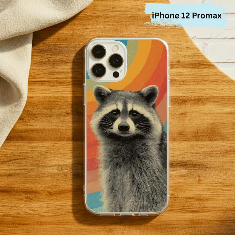 Retro Rainbow Raccoon Waves Phone Case IPhone Retro Rainbow Raccoon Waves Phone Case IPhone