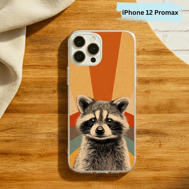Retro 90s Rainbow Raccoon Beam Phone Case IPhone