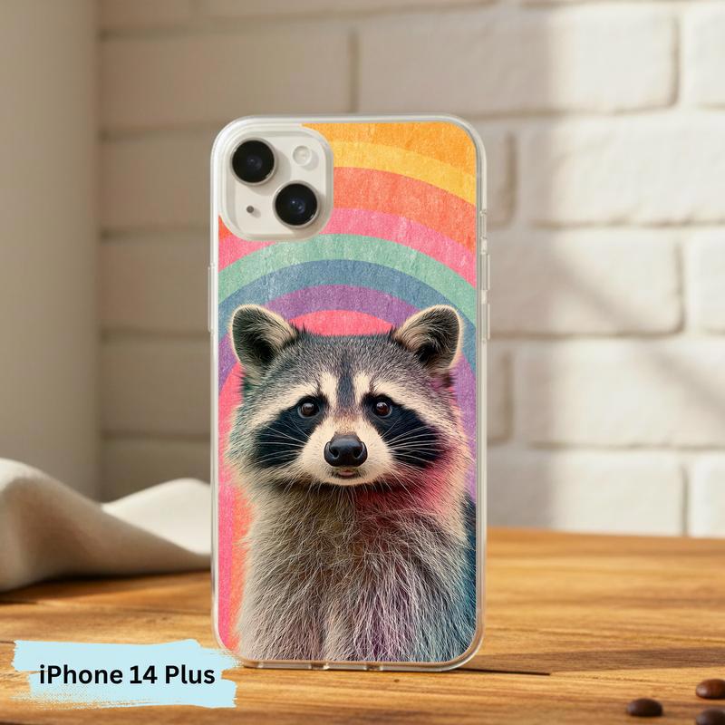 Rainbow Raccoon Groovy Smile Phone Case IPhone Rainbow Raccoon Groovy Smile Phone Case IPhone