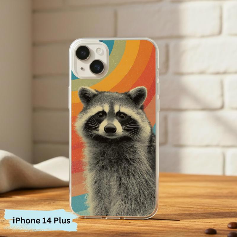 Retro Rainbow Raccoon Waves Phone Case IPhone Retro Rainbow Raccoon Waves Phone Case IPhone