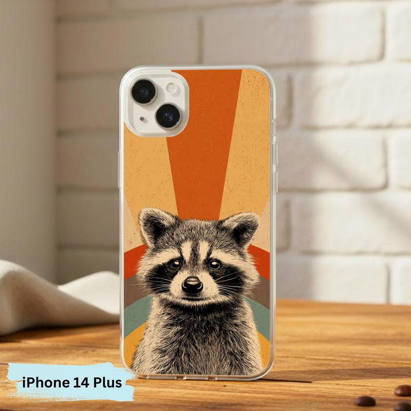 Retro 90s Rainbow Raccoon Beam Phone Case IPhone