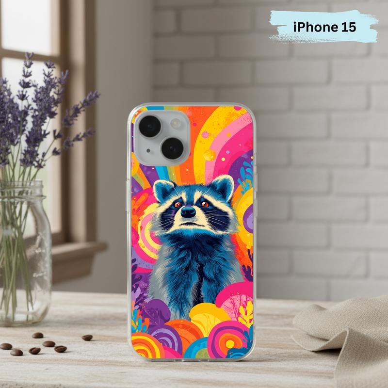 Colorful Rainbow Raccoon Phone Case IPhone Colorful Rainbow Raccoon Phone Case IPhone