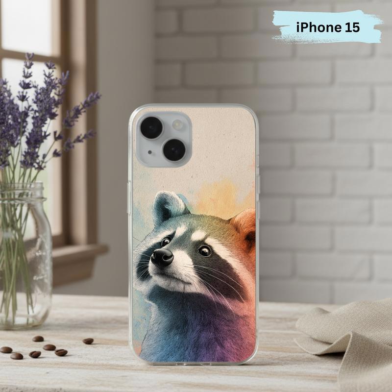 Gentle Rainbow Baby Raccoon Phone Case IPhone Gentle Rainbow Baby Raccoon Phone Case IPhone