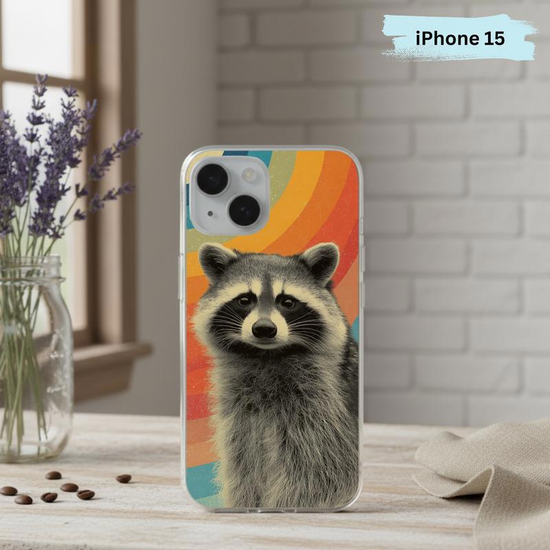 Retro Rainbow Raccoon Waves Phone Case IPhone Retro Rainbow Raccoon Waves Phone Case IPhone
