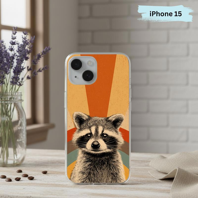 Retro 90s Rainbow Raccoon Beam Phone Case IPhone