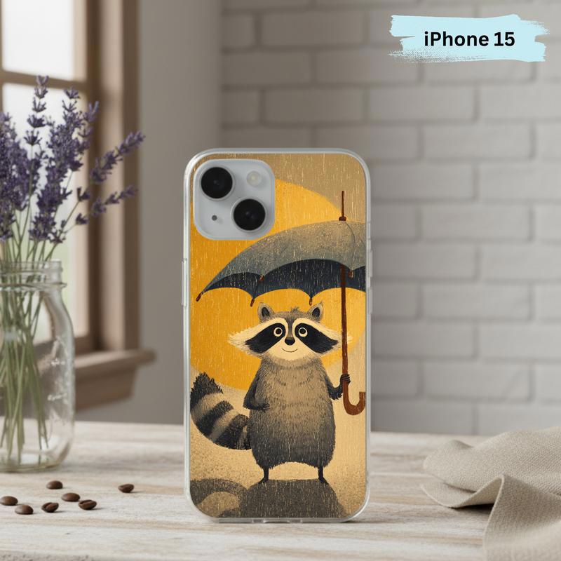 Watercolor Rainy Stormy-Cute Raccoon Phone Case IPhone Watercolor Rainy Stormy-Cute Raccoon Phone Case IPhone
